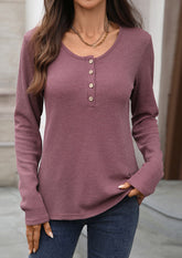 Waffle Button Up Henley T-shirt